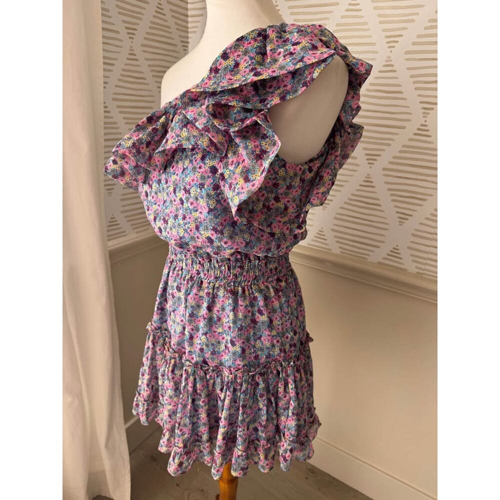 Buddy Love Women’s Small Sofia One-shoulder Floral Print Ruffle Mini Dress - Picture 4 of 9